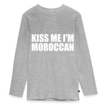 Kiss me im moroccan - maroc - T-shirt manches longues Premium Ado - gris chiné - Devant