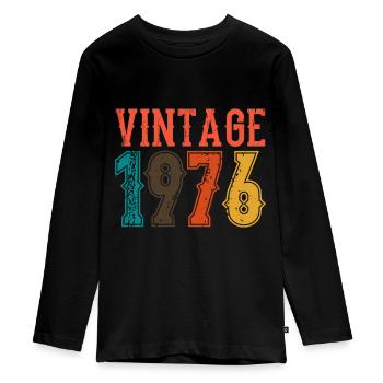 Birthday Papa Vintage 1976 - Teenager Premium Organic Long Sleeve Shirt - black - Front - AI Model Kid Female (0cm)