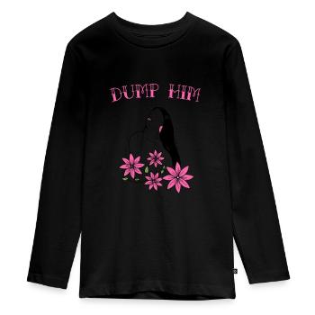 Weltfrauentag Dump Him Frauen Silhouette - Teenager Premium Bio Langarmshirt - Schwarz - Vorne - AI Model Kid Female (0cm)
