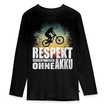 Respekt Akku Gravel Downhill Bike MTB Velo Fahrrad - Teenager Premium Bio Langarmshirt - Schwarz - Vorne - AI Model Kid Female (0cm)