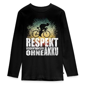 Respekt ohne Akku Gravel MTB Rennrad Velo Fahrrad - Teenager Premium Bio Langarmshirt - Schwarz - Vorne - AI Model Kid Female (0cm)