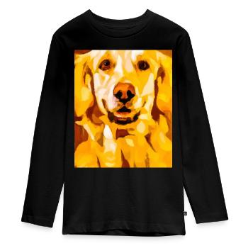 Golden Retriever Portrait Cubisme Chien - T-shirt manches longues Premium Ado - noir - Devant - AI Model Kid Female (0cm)