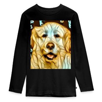 Golden Retriever Portrait Cubisme Chien - T-shirt manches longues Premium Ado - noir - Devant - AI Model Kid Female (0cm)