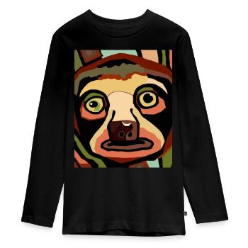Portrait paresseux Drôle de cubisme - T-shirt manches longues Premium Ado - noir - Devant - AI Model Kid Female (0cm)