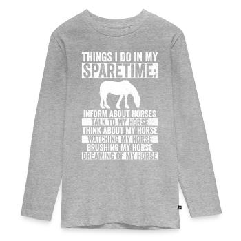 Clydesdale Pferde Liebhaber - T-shirt manches longues Premium Ado - gris chiné - Devant
