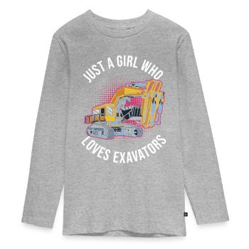 Baggerfahrer Frau Bagger Mädchen - T-shirt manches longues Premium Ado - gris chiné - Devant