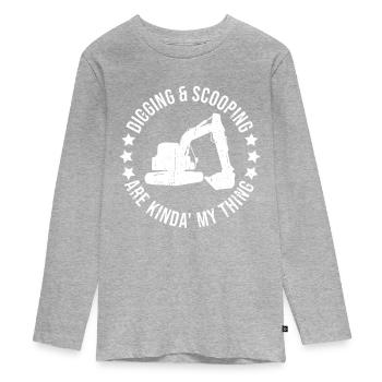 Bagger Sandbagger Baggerfahrer - T-shirt manches longues Premium Ado - gris chiné - Devant