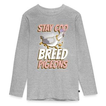 Taubenzüchter Bleiben Coo Taubenzucht Taubenrenner - Teenager Premium Bio Langarmshirt - Grau meliert - Vorne