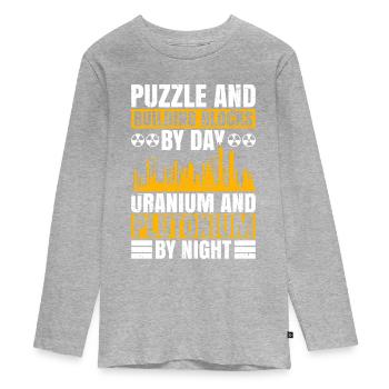 Énergie nucléaire Ingénieur nucléaire Papa et Nucléaire - T-shirt manches longues Premium Ado - gris chiné - Devant
