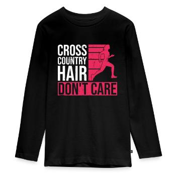 Xc-läufer-design Für Xc-laufen - Teenager Premium Organic Long Sleeve Shirt - black - Front - AI Model Kid Female (0cm)