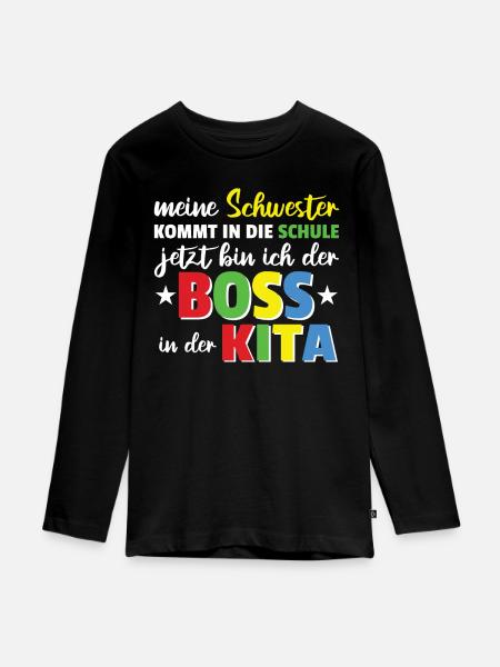 kleine geschwister Kita Shirt für Jungen - Teenager Premium Bio Langarmshirt - Schwarz