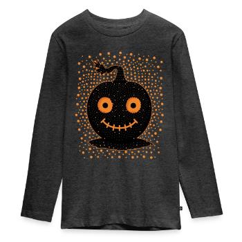 Cute Black Jack o lantern pumpkin, Halloween, - Teenager Premium Organic Long Sleeve Shirt - heather anthracite - Front - AI Model Kid Female (0cm)