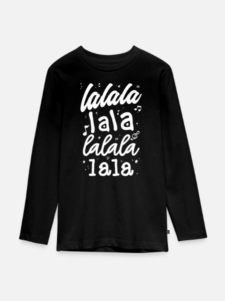 LaLa La Pattern Musical Script Tee - T-shirt manches longues Premium Ado - noir