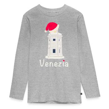 Noël Venise Phare SanGiorgio Maggiore - T-shirt manches longues Premium Ado - gris chiné - Devant