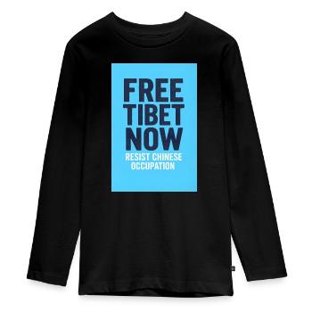 FREE TIBET NOW! Widerstand gegen die chinesische Besatzung - Teenager Premium Bio Langarmshirt - Schwarz - Vorne - AI Model Kid Female (0cm)
