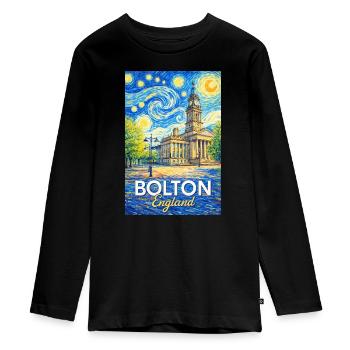 Bolton England Impression - T-shirt manches longues Premium Ado - noir - Devant - AI Model Kid Female (0cm)