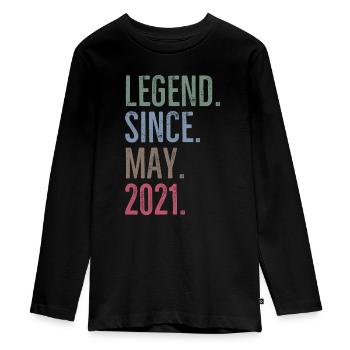 Legend Since May 2021 - Teenager Premium Organic Long Sleeve Shirt - black - Front - AI Model Kid Female (0cm)