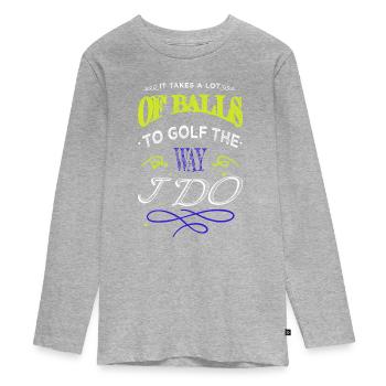 cadeau d’anniversaire génial christiangolf anniversaire - T-shirt manches longues Premium Ado - gris chiné - Devant