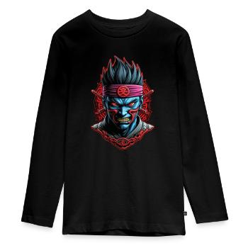 Samurai Warrior - Japan - Demon - Teenager Premium Organic Long Sleeve Shirt - black - Front - AI Model Kid Female (0cm)