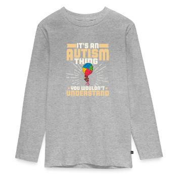 Ballon autiste autisme chose pièce de puzzle - T-shirt manches longues Premium Ado - gris chiné - Devant