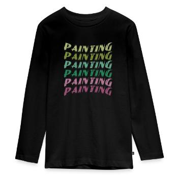 Peinture Peinture Coulée Vernis Construction Peinture - T-shirt manches longues Premium Ado - noir - Devant - AI Model Kid Female (0cm)