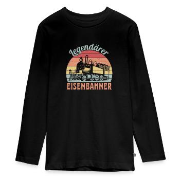 Legendary Railroader Retro Locomotive - Teenager Premium Organic Long Sleeve Shirt - black - Front - AI Model Kid Female (0cm)