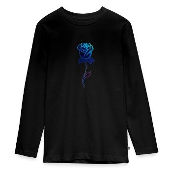 Blue Plant Rose Flower - Teenager Premium Organic Long Sleeve Shirt - black - Front - AI Model Kid Female (0cm)