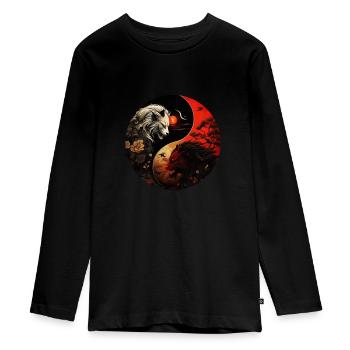 Yin Yang - T-shirt manches longues Premium Ado - noir - Devant - AI Model Kid Female (0cm)