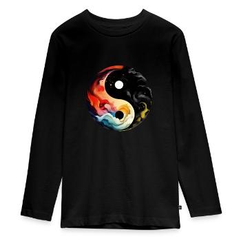 Yin Yang - T-shirt manches longues Premium Ado - noir - Devant - AI Model Kid Female (0cm)