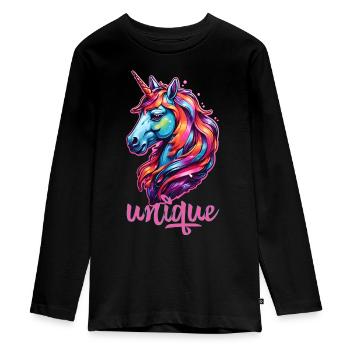 Unique - Teenager Premium Organic Long Sleeve Shirt - black - Front - AI Model Kid Female (0cm)