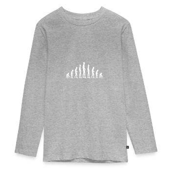 Evolution - Teenager Premium Bio Langarmshirt - Grau meliert - Vorne