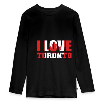 Ik hou van Toronto Tourist Gift - Tieners Premium Bio shirt met lange mouwen - zwart - Voor - AI Model Kid Female (0cm)