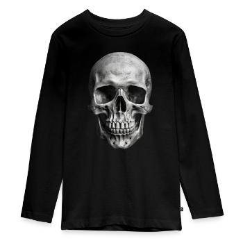 Realistic Skull | Edgy Bones | Gothic Graphics - Teenager Premium Organic Long Sleeve Shirt - black - Front - AI Model Kid Female (0cm)