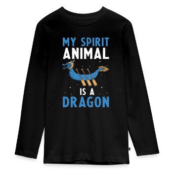 Course de bateaux chinois pour les entraîneurs de bateaux-dragons - T-shirt manches longues Premium Ado - noir - Devant - AI Model Kid Female (0cm)