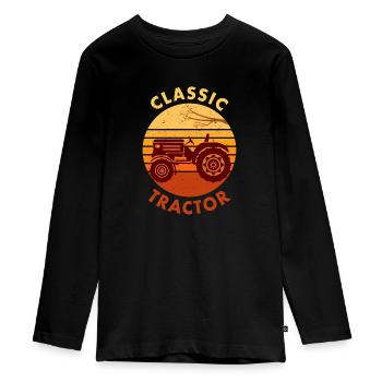 Tracteur Tracteur Tracteur Classic Tractor Gift - T-shirt manches longues Premium Ado - noir - Devant - AI Model Kid Female (0cm)