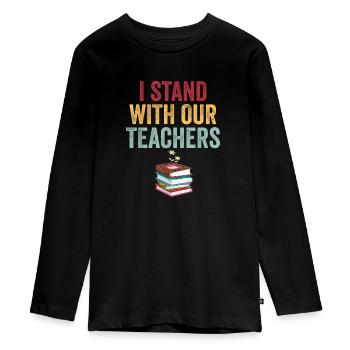 Livre Banning Women Teachers Stand Against - T-shirt manches longues Premium Ado - noir - Devant - AI Model Kid Female (0cm)