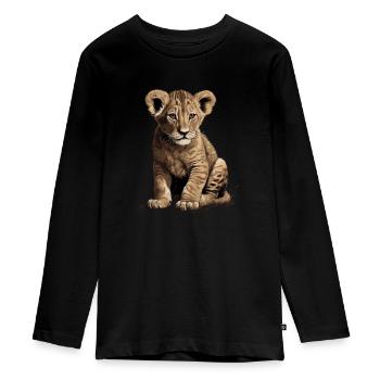 Bébé Lion Wildcat - T-shirt manches longues Premium Ado - noir - Devant - AI Model Kid Female (0cm)