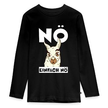 Nö einfach nö lustiger Spruch LAMA Bürospaß Team - Teenager Premium Bio Langarmshirt - Schwarz - Vorne - AI Model Kid Female (0cm)