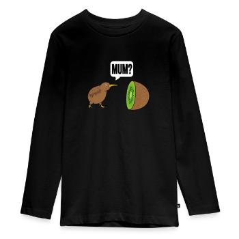 Oiseau kiwi disant drôle - T-shirt manches longues Premium Ado - noir - Devant - AI Model Kid Female (0cm)