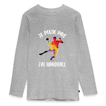 Je peux pas j'ai Handball - T-shirt manches longues Premium Ado - gris chiné - Devant
