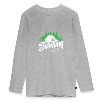 Pfadfinder - Teenager Premium Bio Langarmshirt - Grau meliert - Vorne