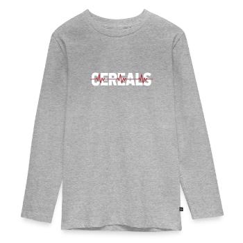Frühstück Müsli Cereal Ekg Heartbeat - Teenager Premium Bio Langarmshirt - Grau meliert - Vorne