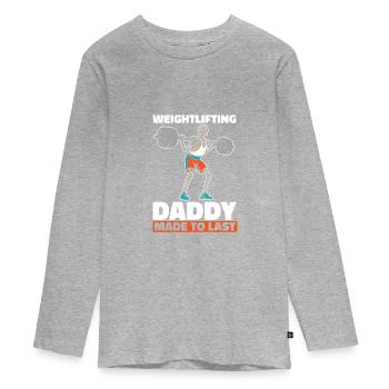 Weightlifting Weightlifting Skeleton - Teenager Premium Organic Long Sleeve Shirt - heather grey - Front
