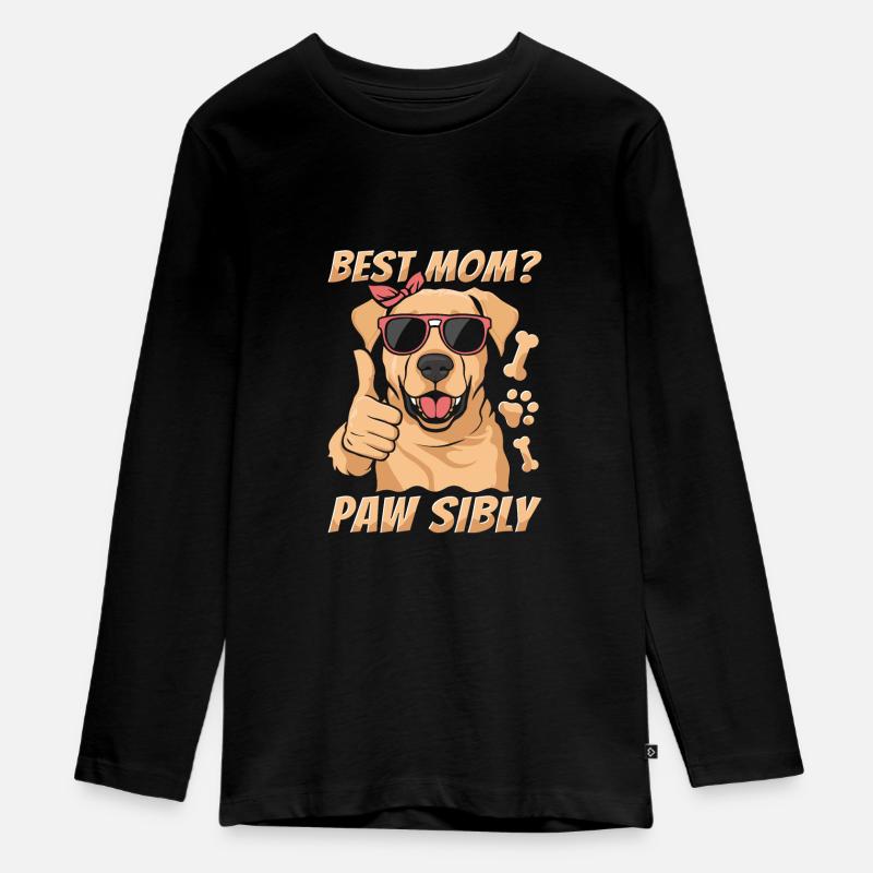 Labrador Mutter Best Mom Pawsibly - Teenager Premium Bio Langarmshirt - Schwarz