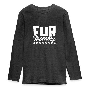 Hund Vierbeiner Hundemama Fur Mommy - Teenager Premium Bio Langarmshirt - Anthrazit meliert - Vorne - AI Model Kid Female (0cm)