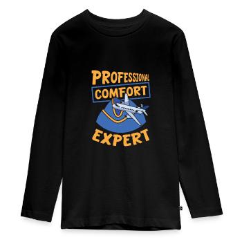 Flugbegleiter Stewardess - Teenager Premium Bio Langarmshirt - Schwarz - Vorne - AI Model Kid Female (0cm)