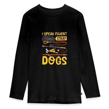 Attrape-chiens - T-shirt manches longues Premium Ado - noir - Devant - AI Model Kid Female (0cm)