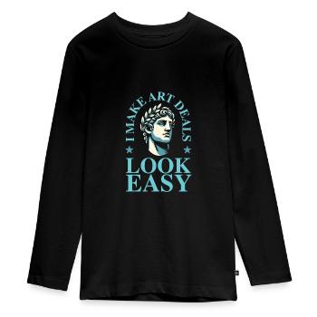 Marchand d’art - T-shirt manches longues Premium Ado - noir - Devant - AI Model Kid Female (0cm)