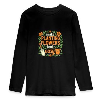 Jardinier - T-shirt manches longues Premium Ado - noir - Devant - AI Model Kid Female (0cm)