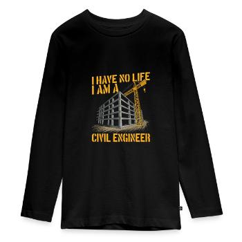 Civil engineer - Teenager Premium Organic Long Sleeve Shirt - black - Front - AI Model Kid Female (0cm)